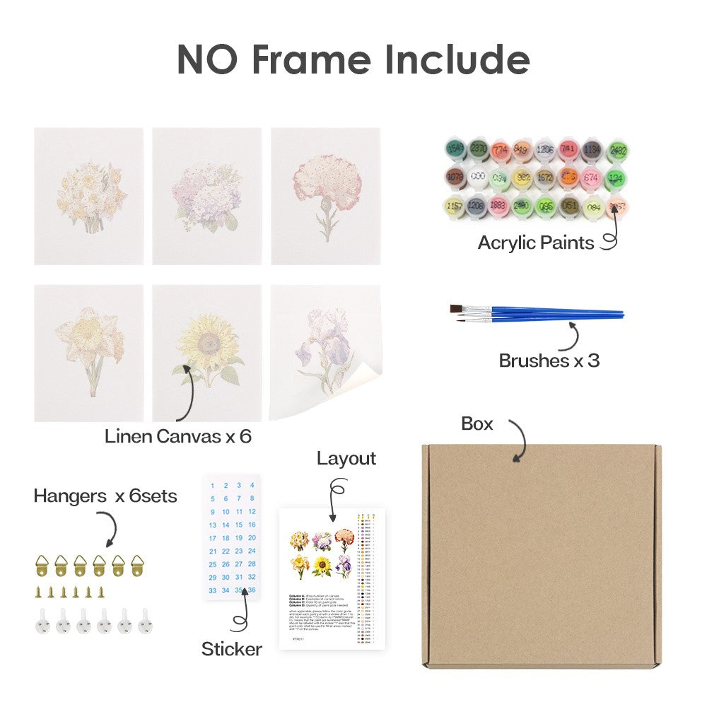 6 Mini Paintings - Flowers Set 2.0