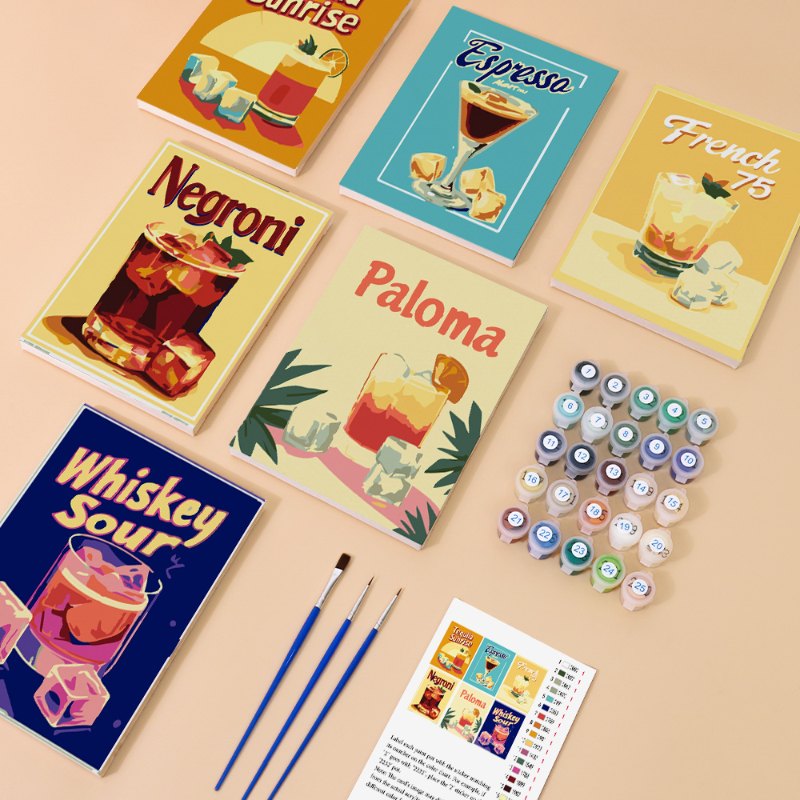 6 Mini Paintings - Gorgeous Cocktail Set