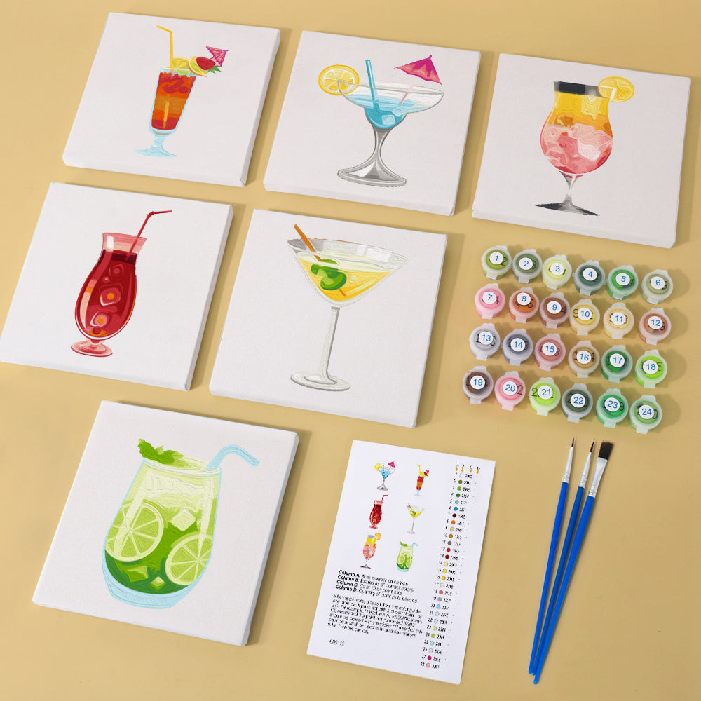 6 Mini Paintings - Cocktail Set