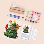 Paint by Numbers Christmas Lamp | Santa Claus and Reindeer Near the Tree