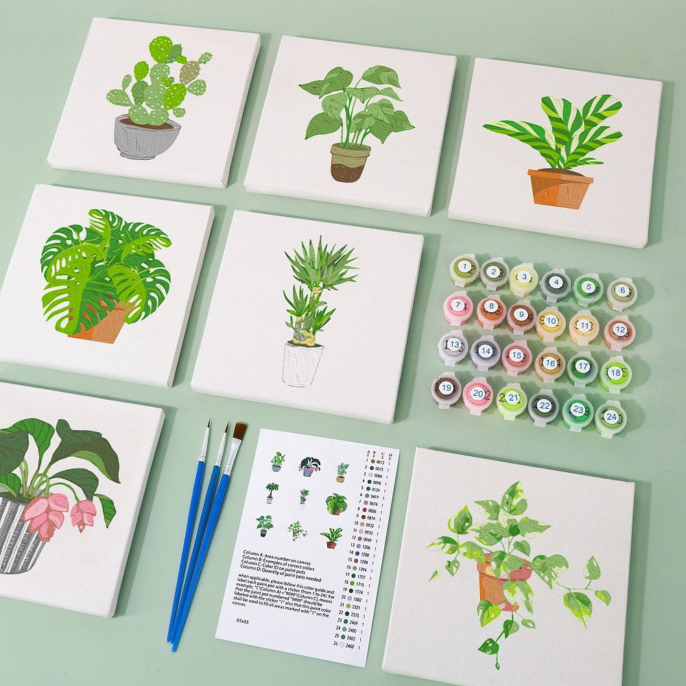 9 Mini Paintings – Indoor Plants Set | Paint by Numbers