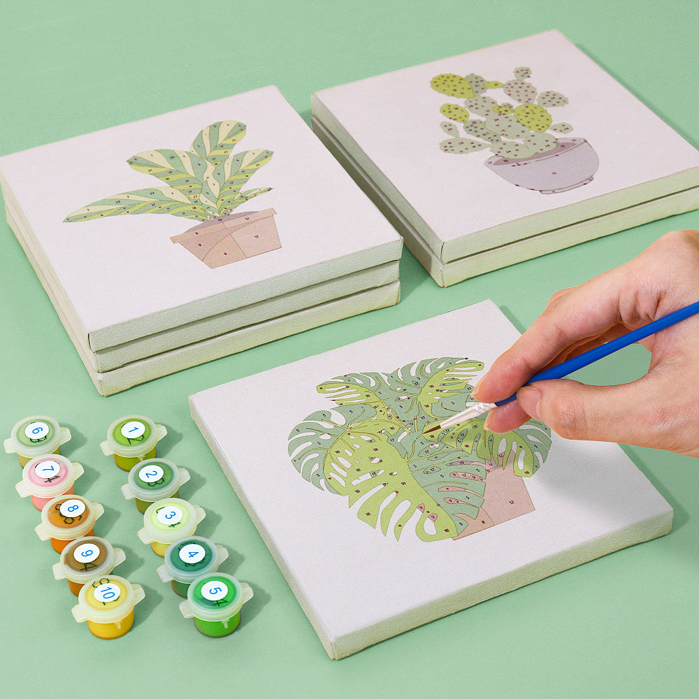 9 Mini Paintings – Indoor Plants Set | Paint by Numbers