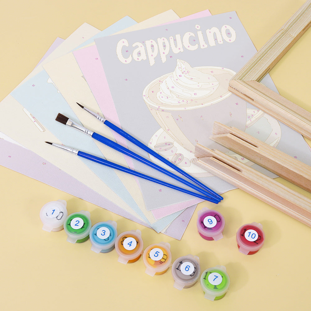 6 Mini Paintings - Colorful coffee set