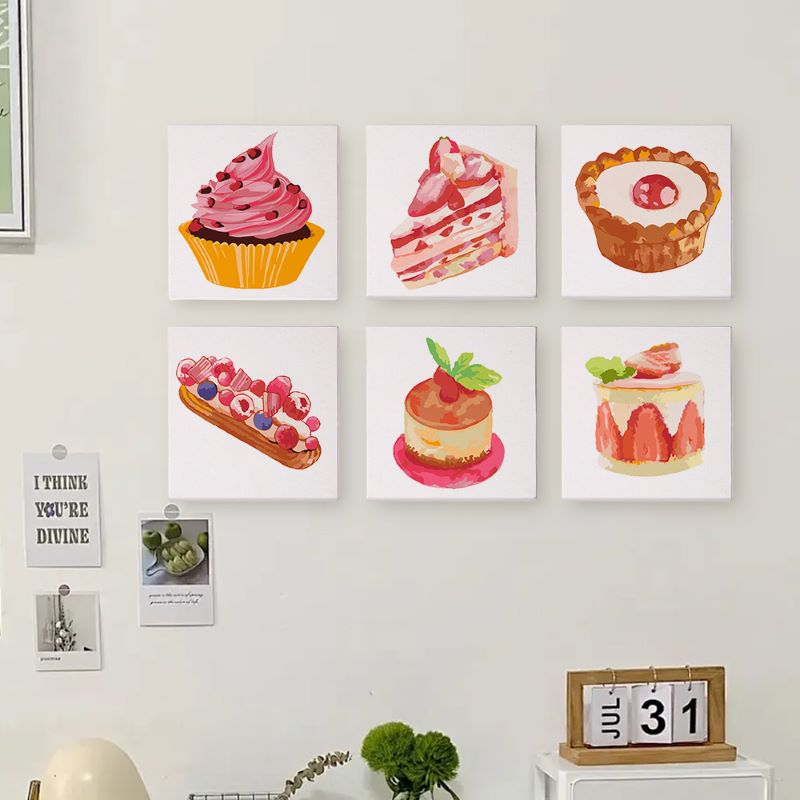 6 Mini Paintings - Pastries
