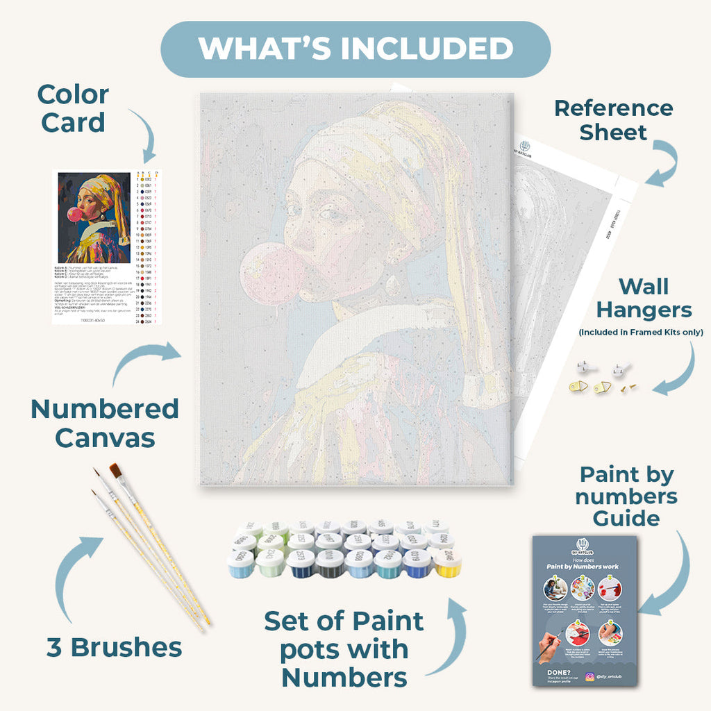 Girl with a pearl earring Bubblegum | Paint by Numbers