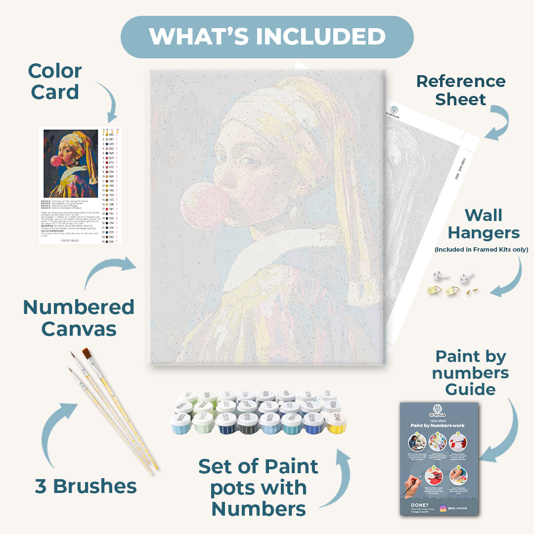 Girl with a pearl earring Bubblegum | Paint by Numbers