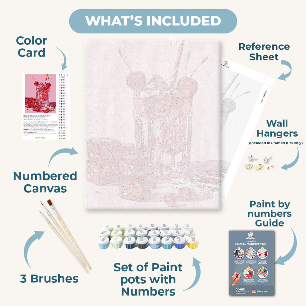 Pink cherry drink  | Paint by Numbers