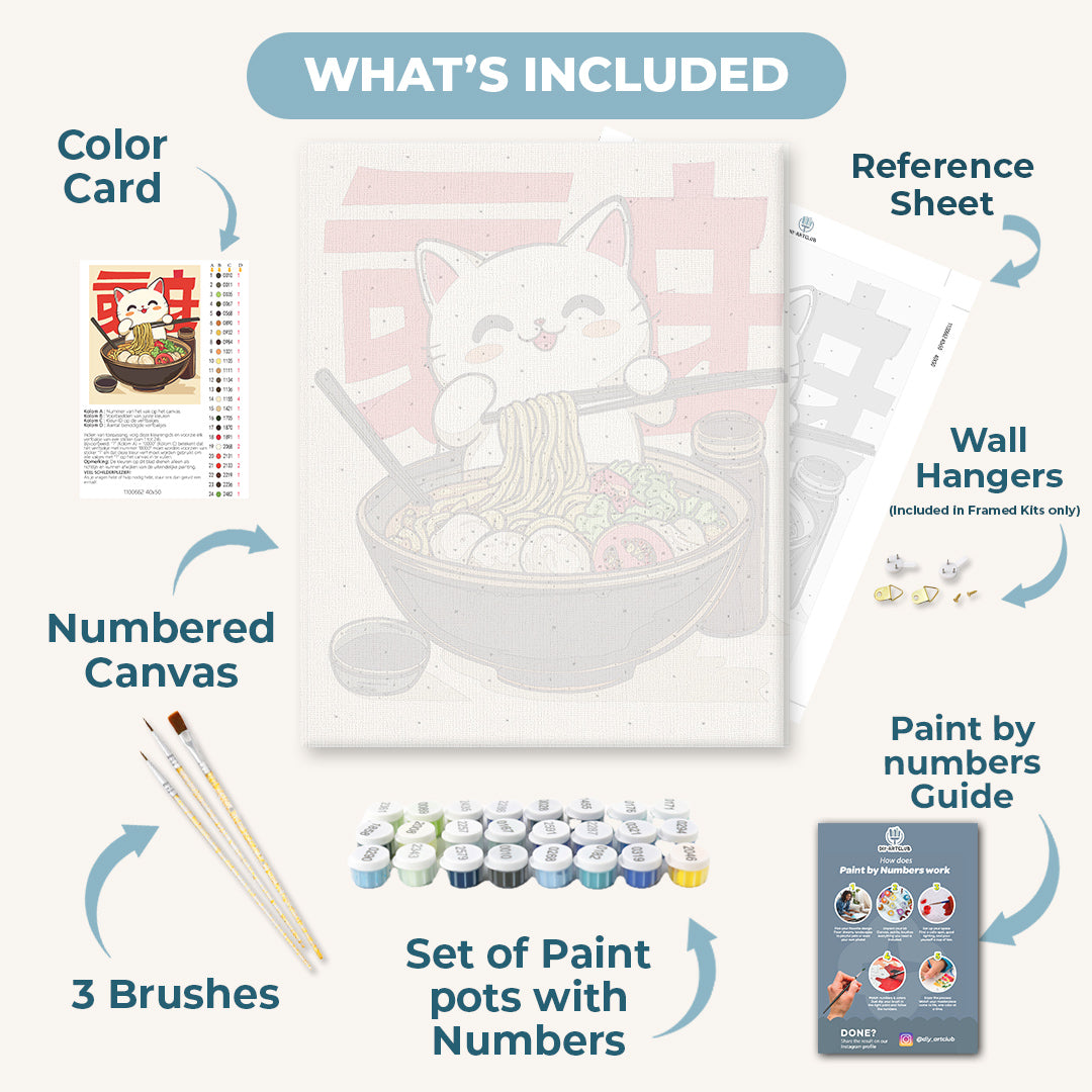 Cat in noodle bowl | Paint by Numbers