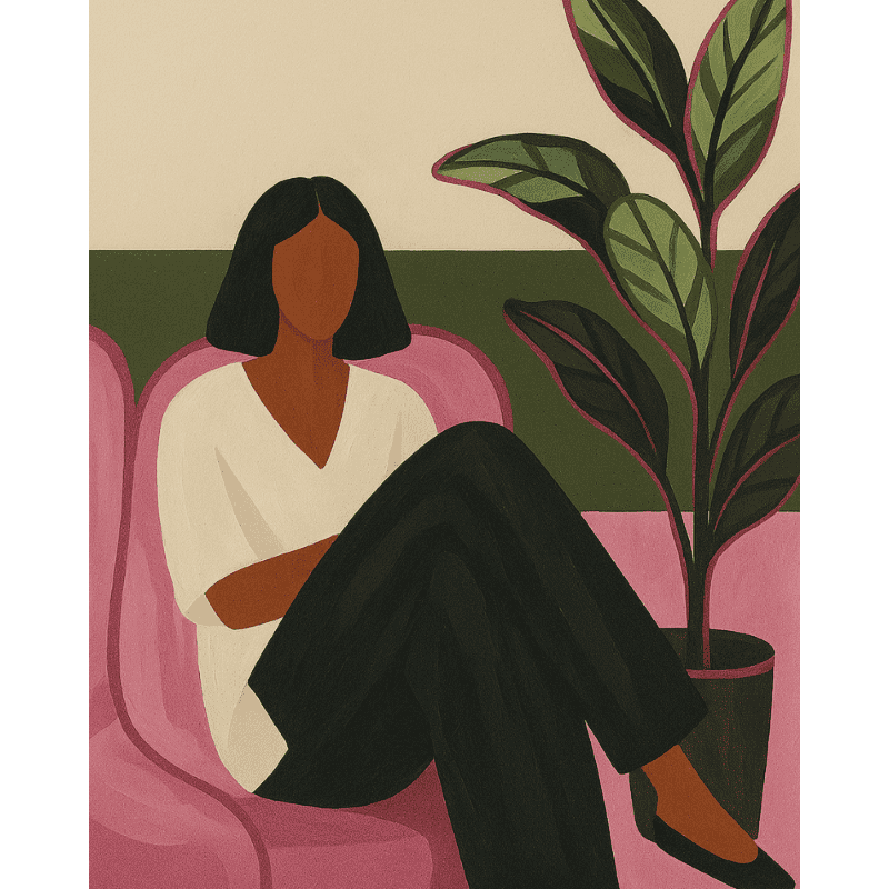 Woman and the Ficus plant | Paint by Numbers