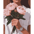 Woman holding Peonies | Paint by Numbers