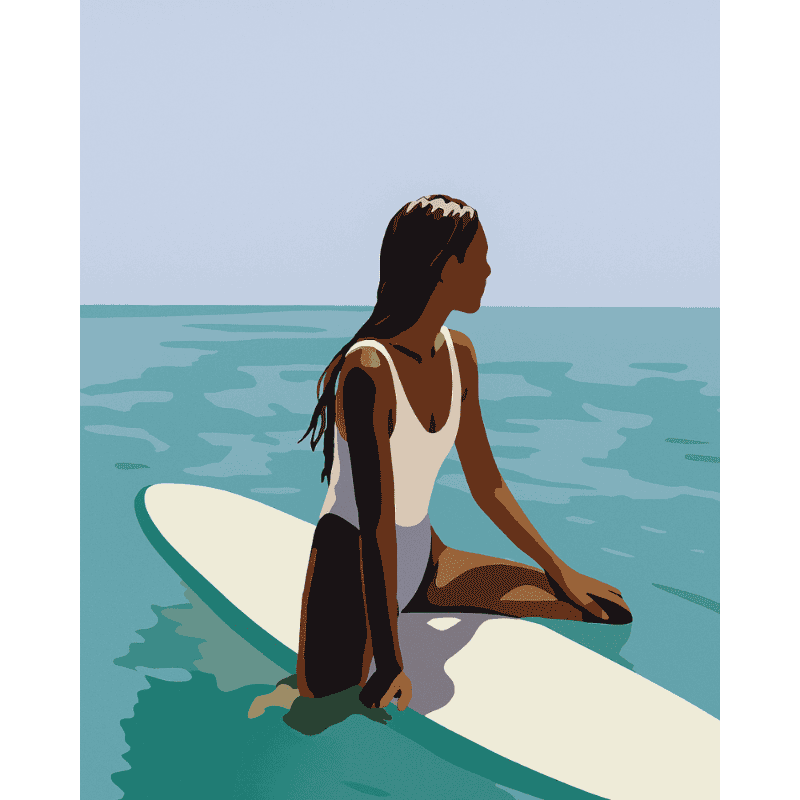 Lady on the surfboard | Paint by Number