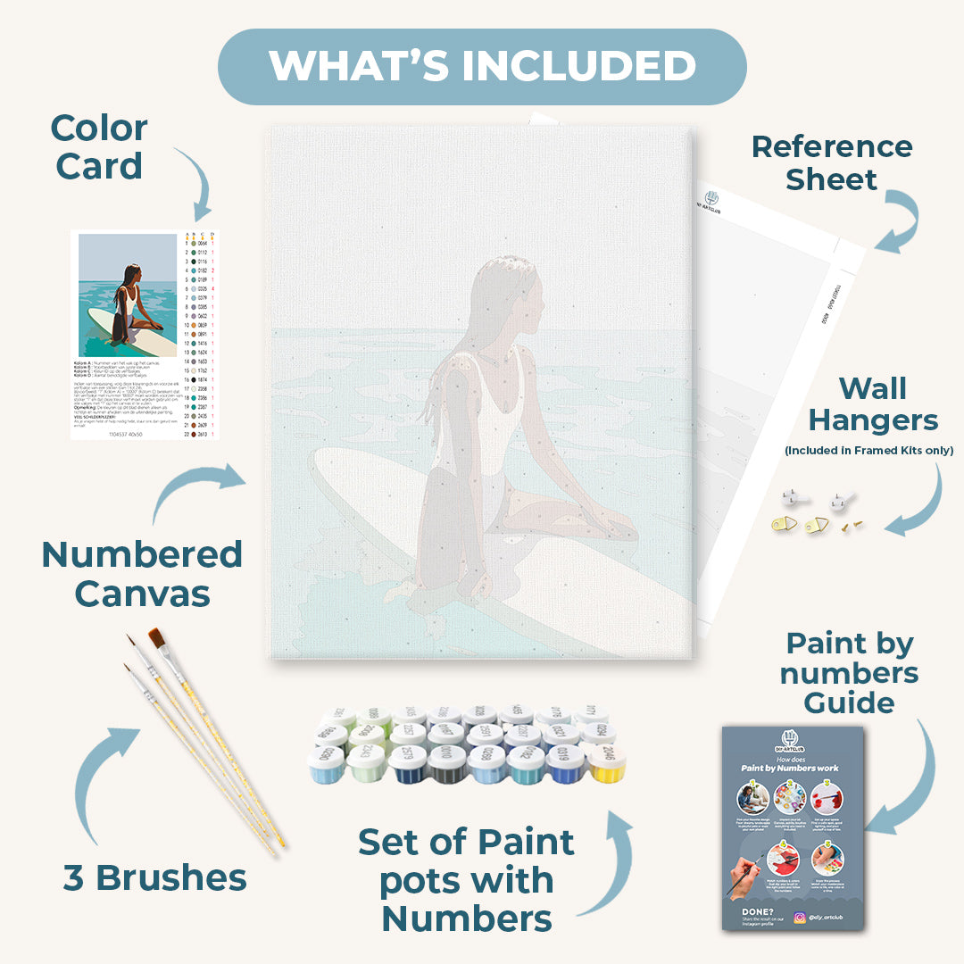 Lady on the surfboard | Paint by Number
