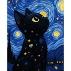 Cat at the Starry Night | Paint by Number