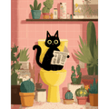 The black cat on the toilet | Paint by Number