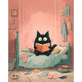 The black cat in the bedroom | Paint by Number