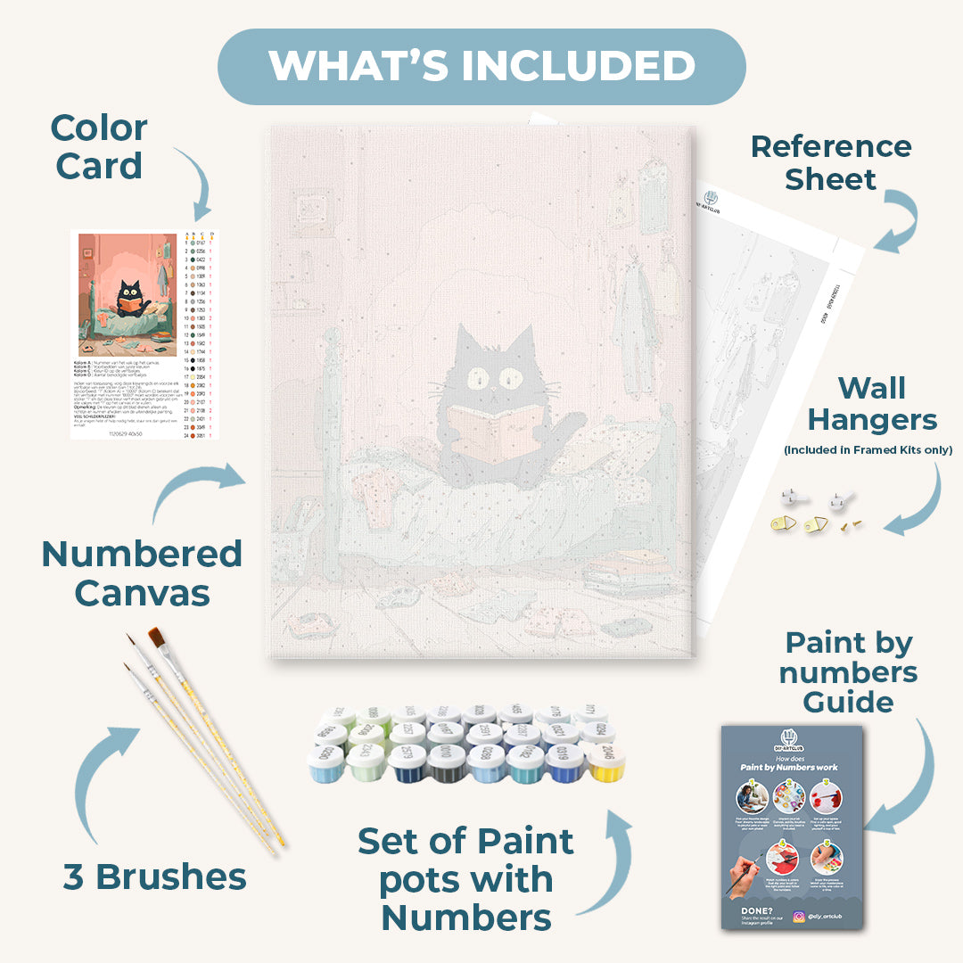 The black cat in the bedroom | Paint by Number