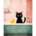 The black cat in the bathroom | Paint by Number