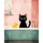 The black cat in the bathroom | Paint by Number