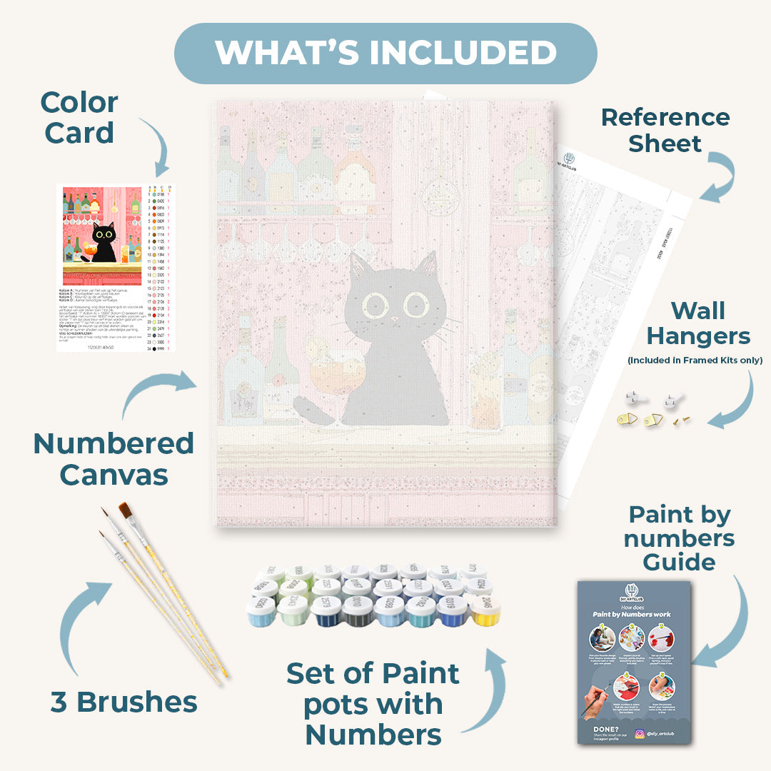 The black cat at the bar | Paint by Number