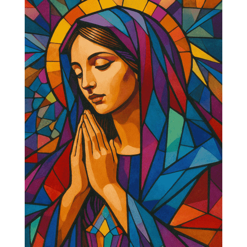 Stained glass Virgin Mary | Paint by Number