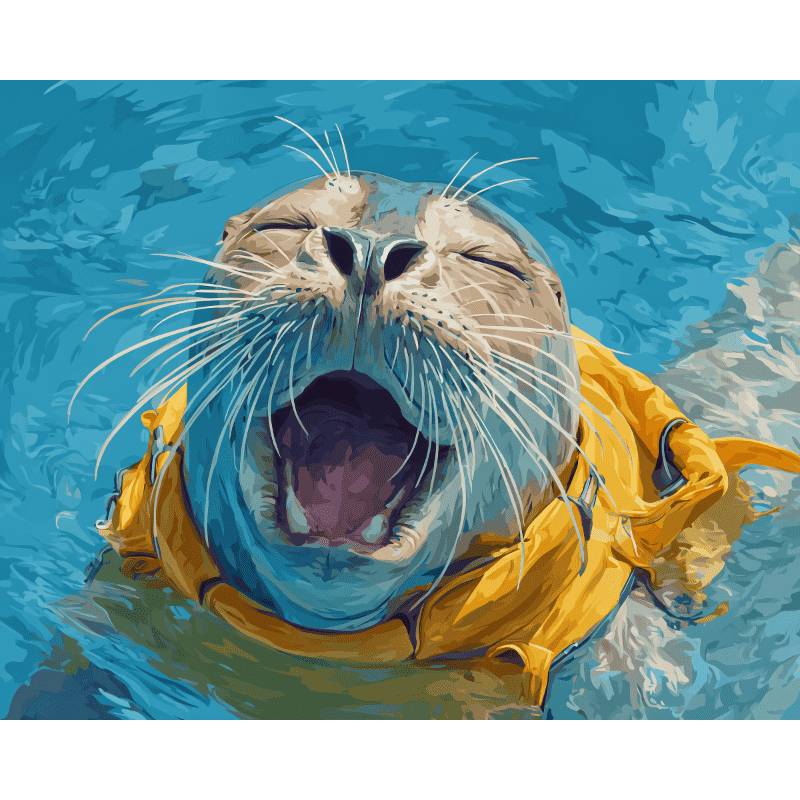 Yawning seal | Paint by Number
