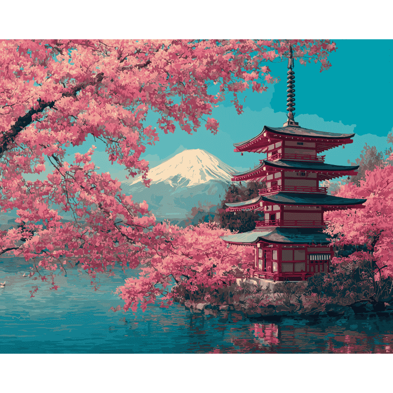 Fuji blossoms | Paint by Number