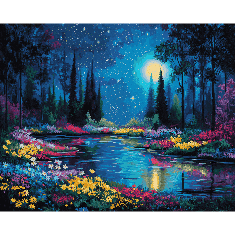 Starry night garden | Paint by Number