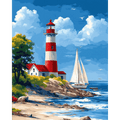 Lighthouse & Sailboat | Paint by Number