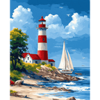 Lighthouse & Sailboat | Paint by Number