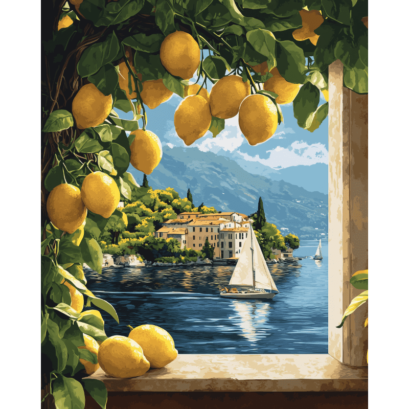 Lemons at the window | Paint by Number
