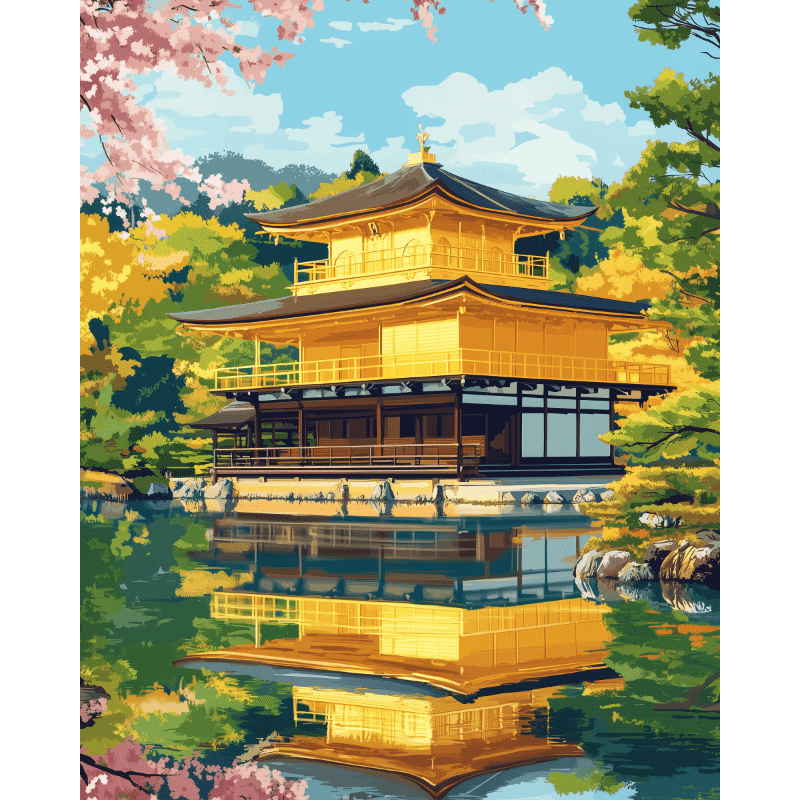 Kinkaku-Ji Temple in Kyoto | Paint by Number