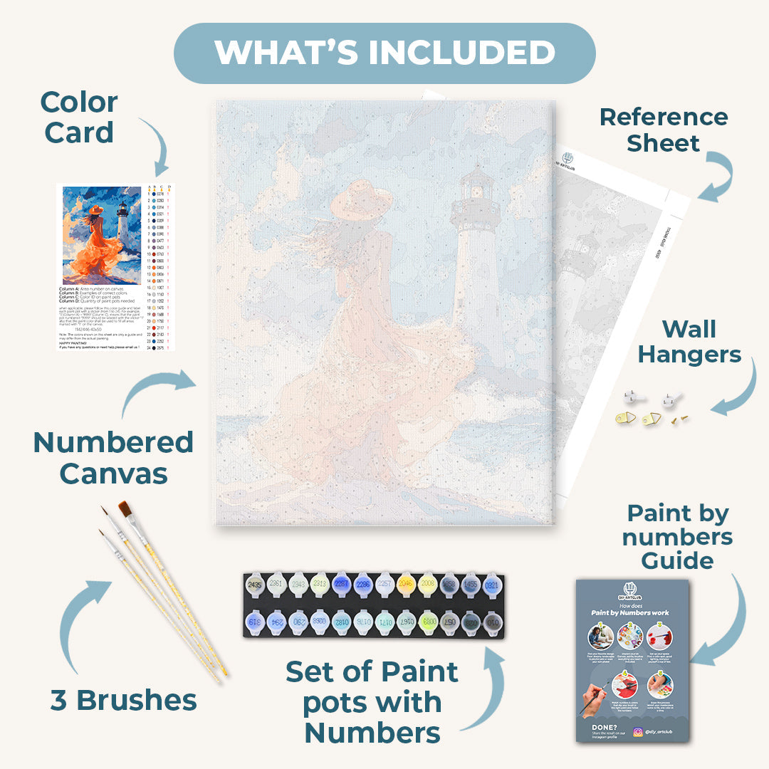 Woman at the Lighthouse | Paint by Number