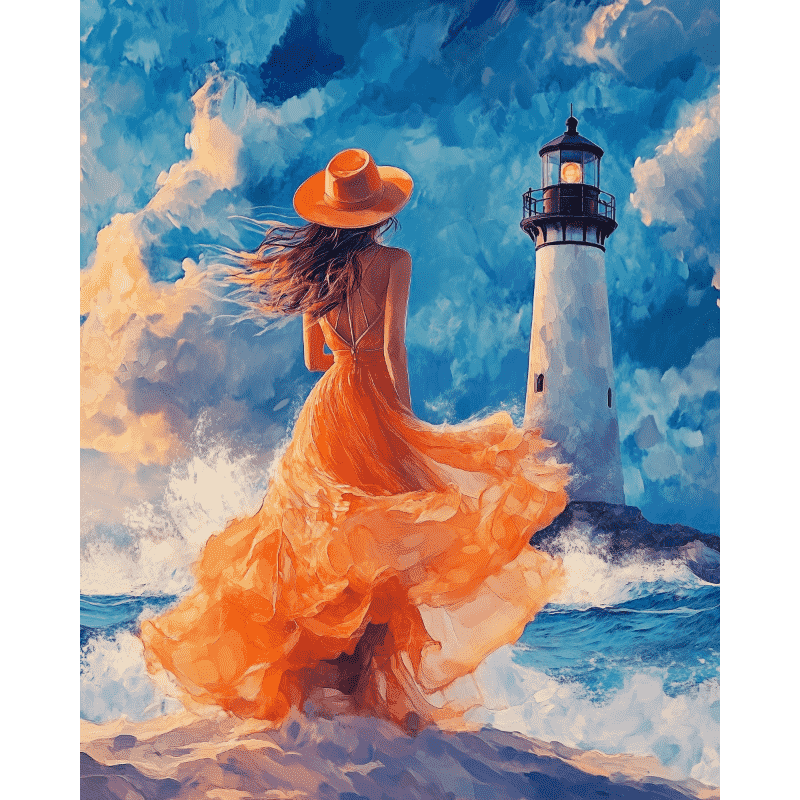 Woman at the Lighthouse | Paint by Number