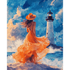 Woman at the Lighthouse | Paint by Number