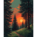 Sunset in Alpine Forest | Paint by Number