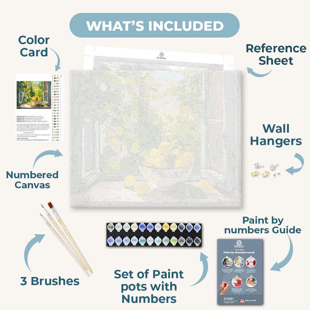 Lemon Bowl at the Window | Paint by Number