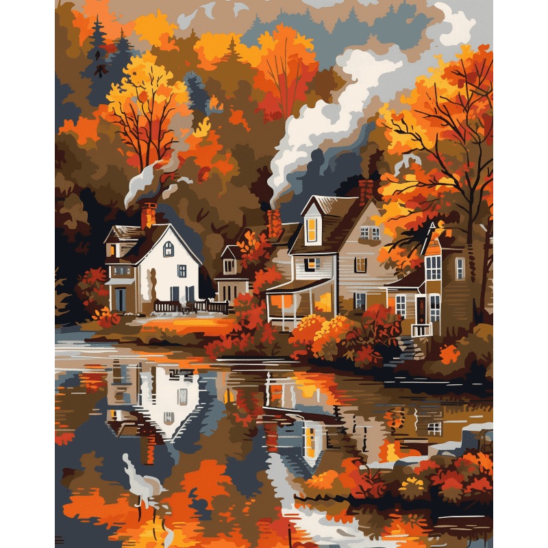 Village in Autumn | Paint by Number