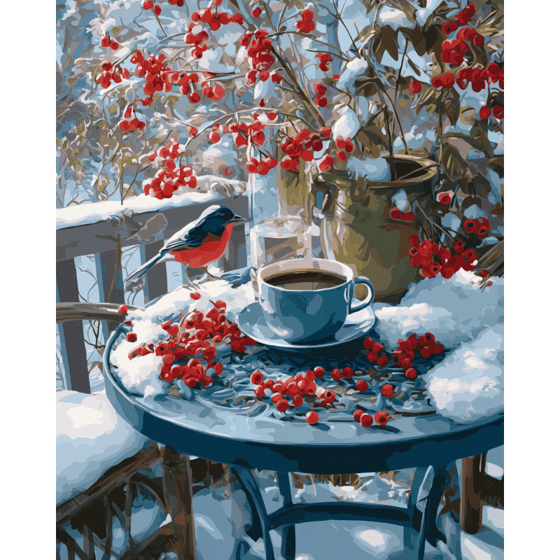 A snowy terrace | Paint by Number