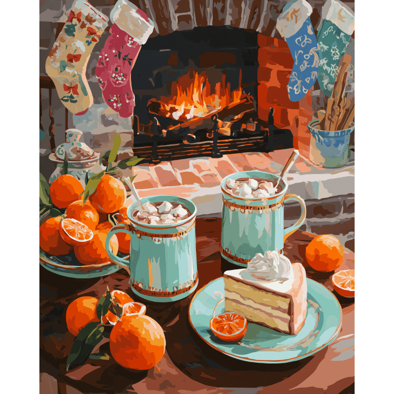 Cozy Christmas Fireplace | Paint by Number