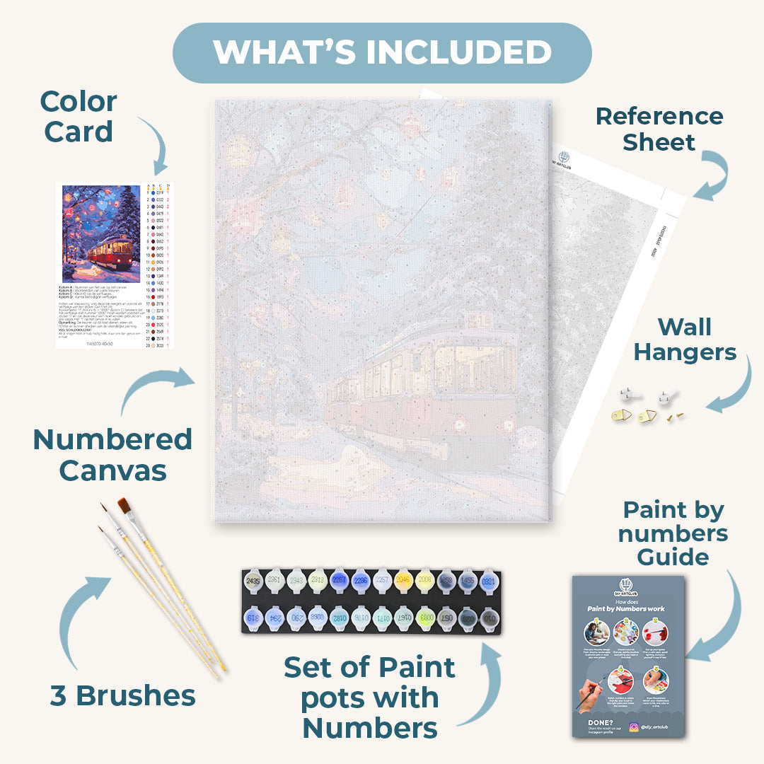 Snowy Tram | Paint by Number