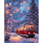 Snowy Tram | Paint by Number