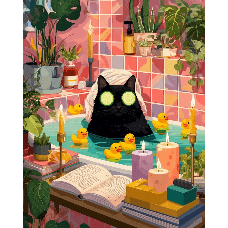 Relaxing Black Cat | Paint by Number