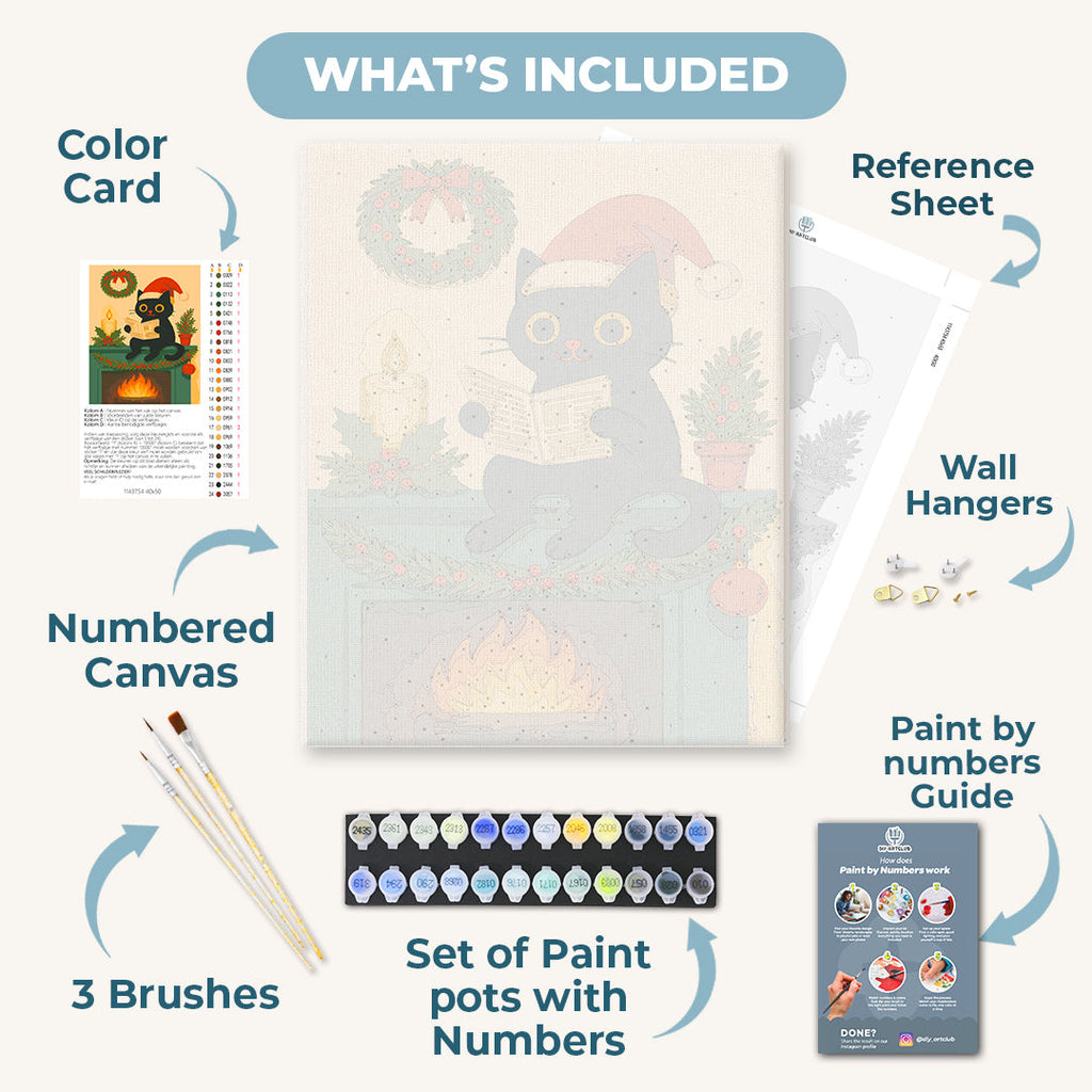 A cat by the fireplace | Paint by Number