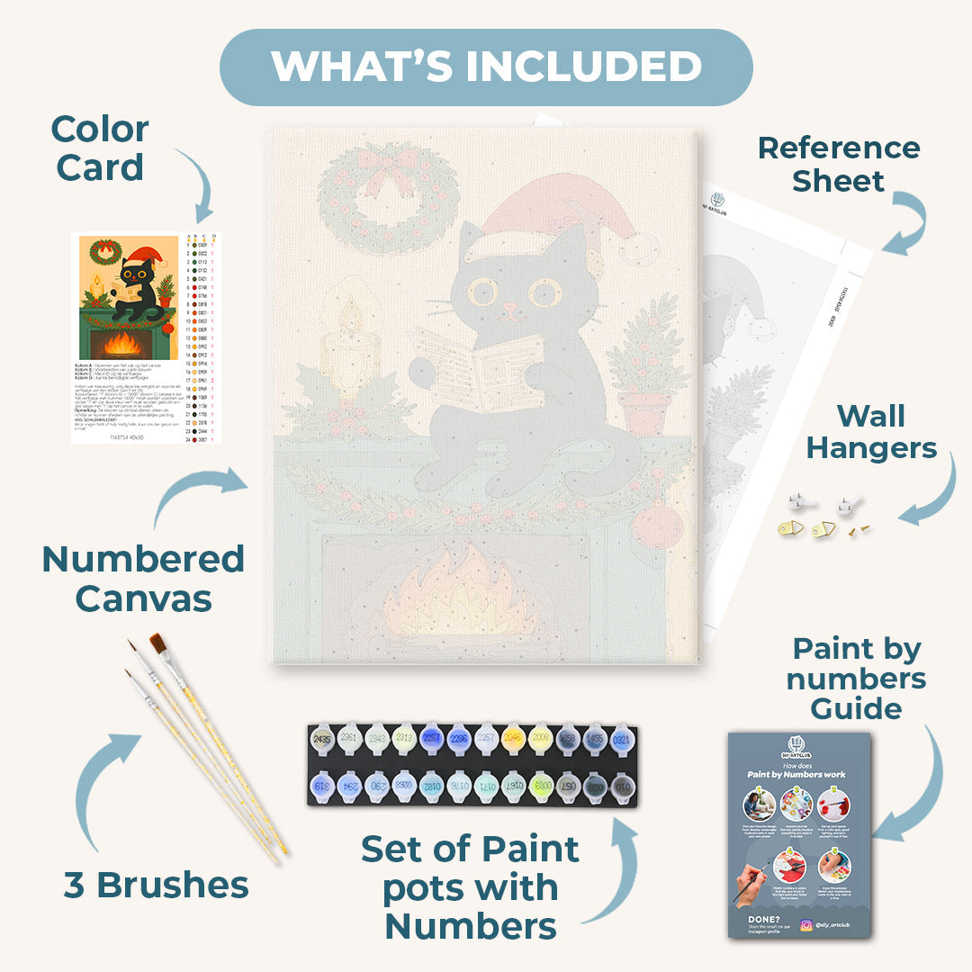 A cat by the fireplace | Paint by Number