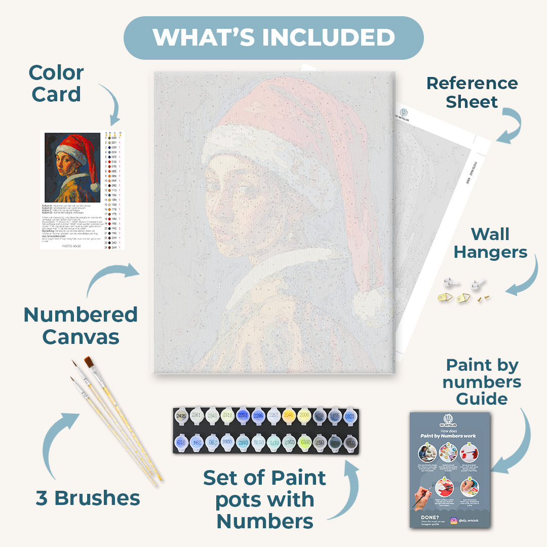 Festive girl with pearl earring | Paint by Number