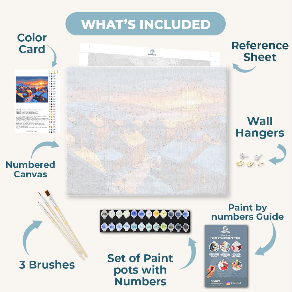 Golden winter village | Paint by Number