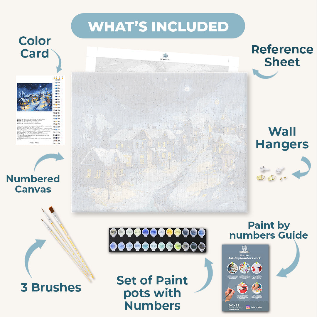 Peaceful Winter village | Paint by Number