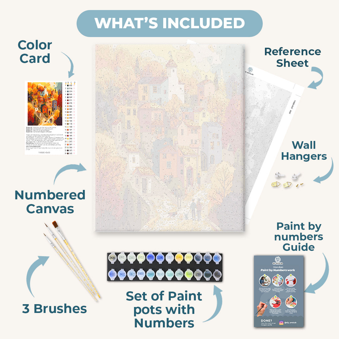Charming autumn village | Paint by Number