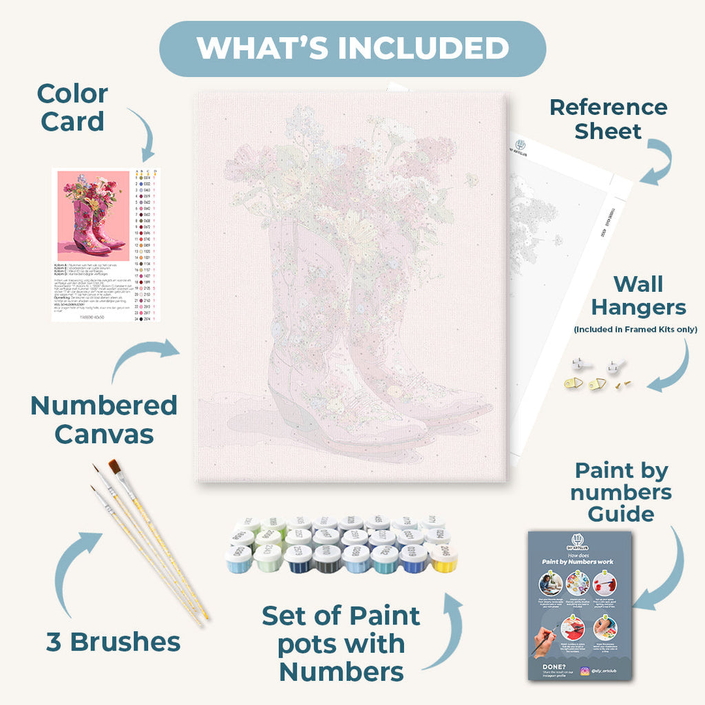 Cowboy Floral boots | Paint by Number