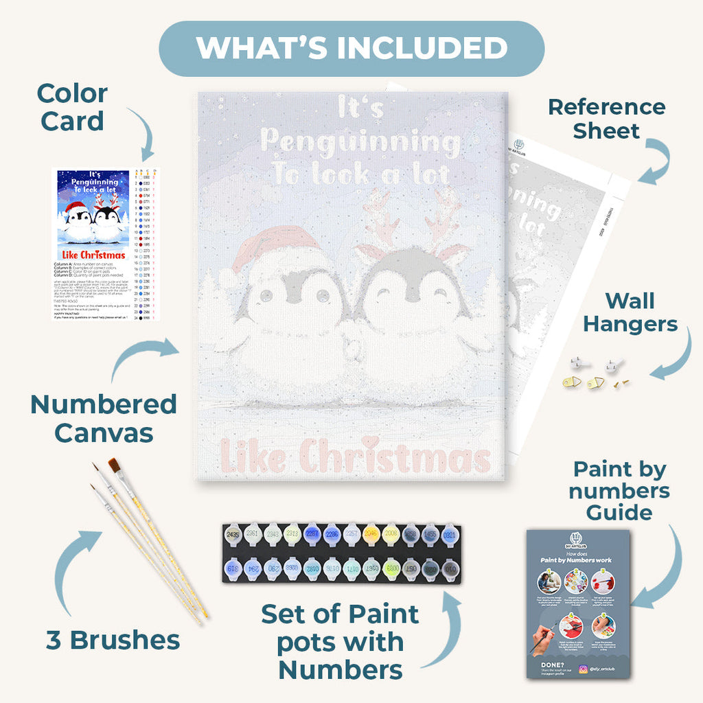 Christmas Penguins - By Tiny Tami | Paint by Number